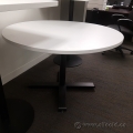 White 48" Round Meeting Table w/ Black Metal Post Base